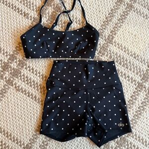 ALO Yoga Black Polka Dot Active Set